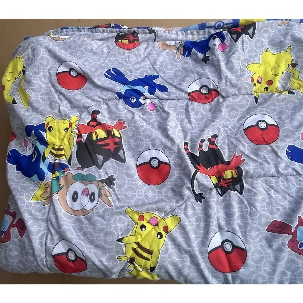 Pokemon Reversible Twin Comforter Pikachu Alola Pokeball 68x80 2019 READ